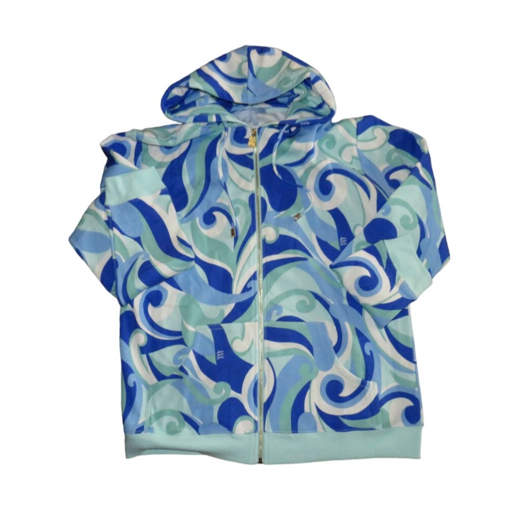 Hill House The Allie Zip-Up Hoodie Ocean Kaleidoscope Blue Women's Size Medium - Picture 8 of 8
